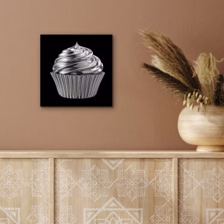 Aluminium schilderij - Cupcake - Luxueus - Zilver — 5