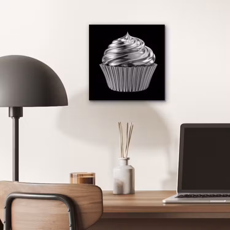 Aluminium schilderij - Cupcake - Luxueus - Zilver — 6