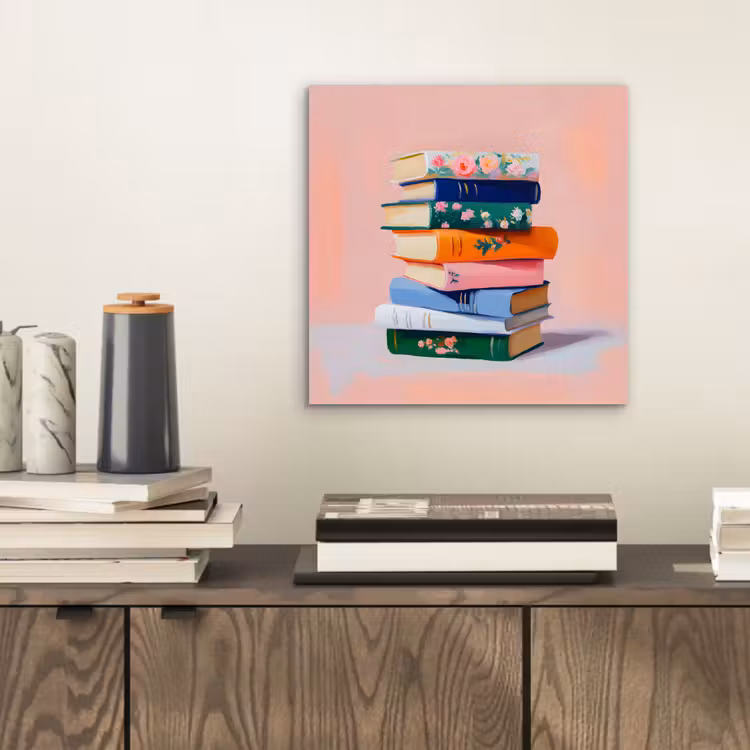 Aluminium schilderij - Boeken - Stapel - Kleurrijk — 2