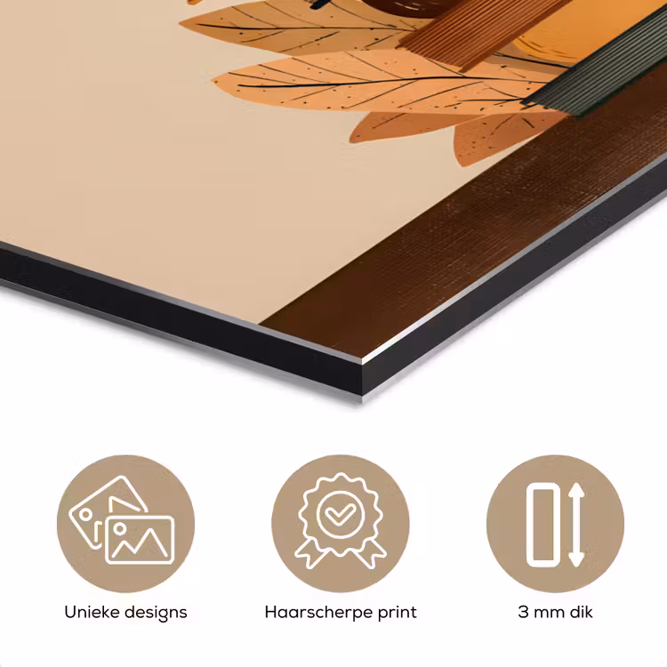 Aluminium schilderij - Boeken - Toren - Koffie - Beige — 7