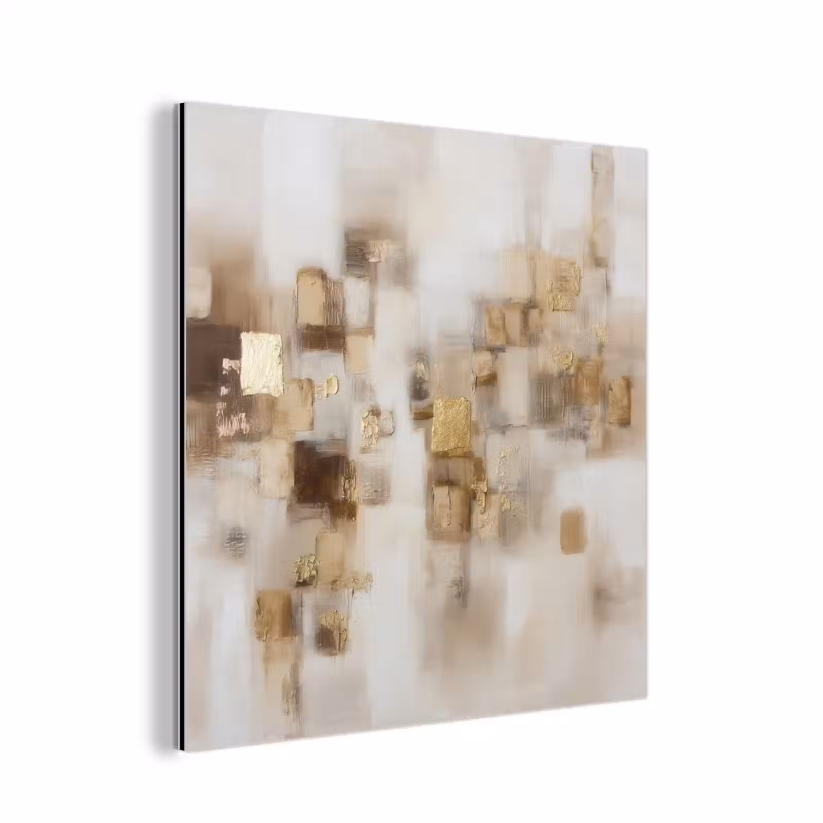Aluminium schilderij - Abstracte vierkanten - Aardetonen - Mistig — 1