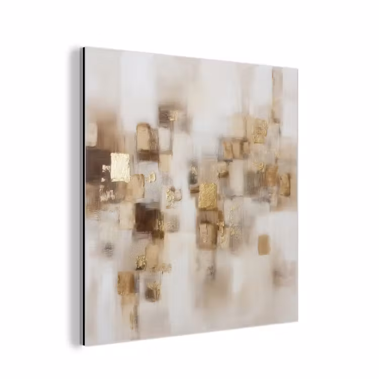 Aluminium schilderij - Abstracte vierkanten - Aardetonen - Mistig — 1