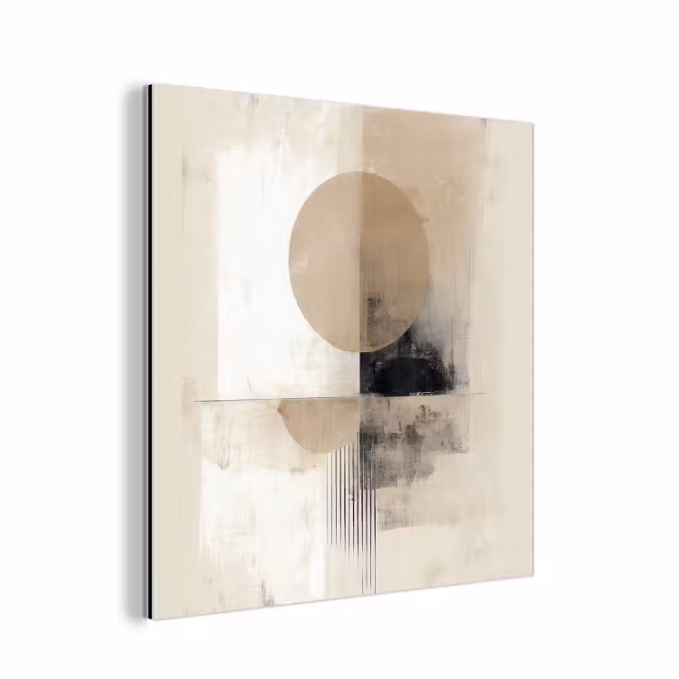 Aluminium schilderij - Cirkel - Compositie - Diepte - Beige — 1
