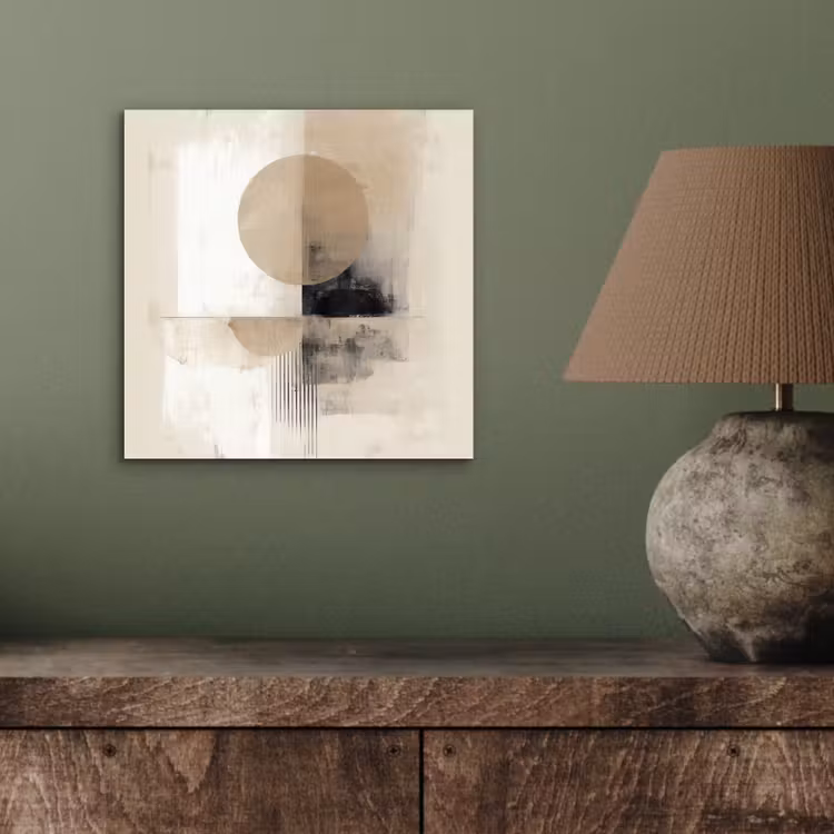 Aluminium schilderij - Cirkel - Compositie - Diepte - Beige — 3