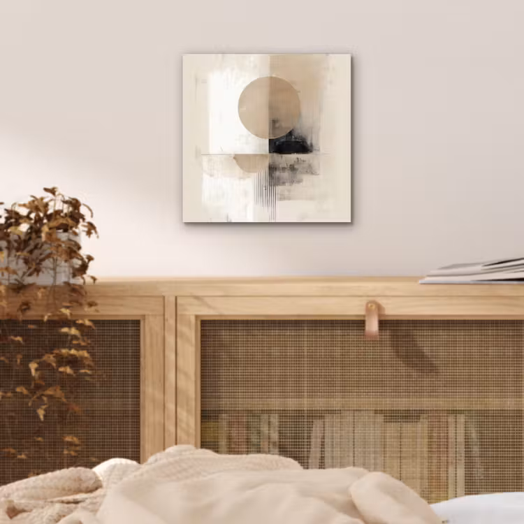 Aluminium schilderij - Cirkel - Compositie - Diepte - Beige — 4