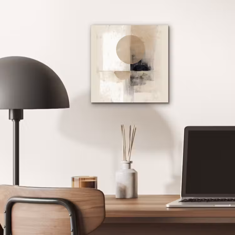Aluminium schilderij - Cirkel - Compositie - Diepte - Beige — 6