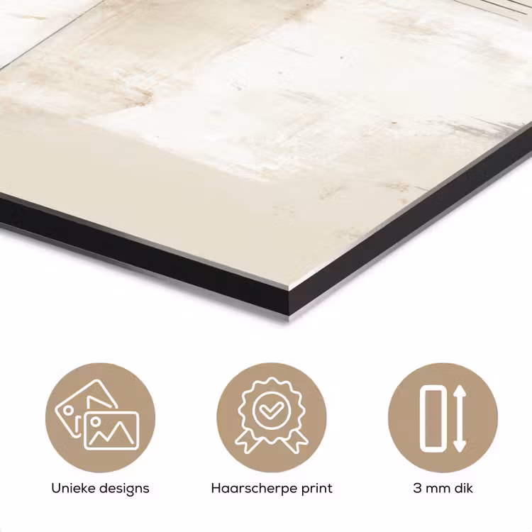 Aluminium schilderij - Cirkel - Compositie - Diepte - Beige — 7