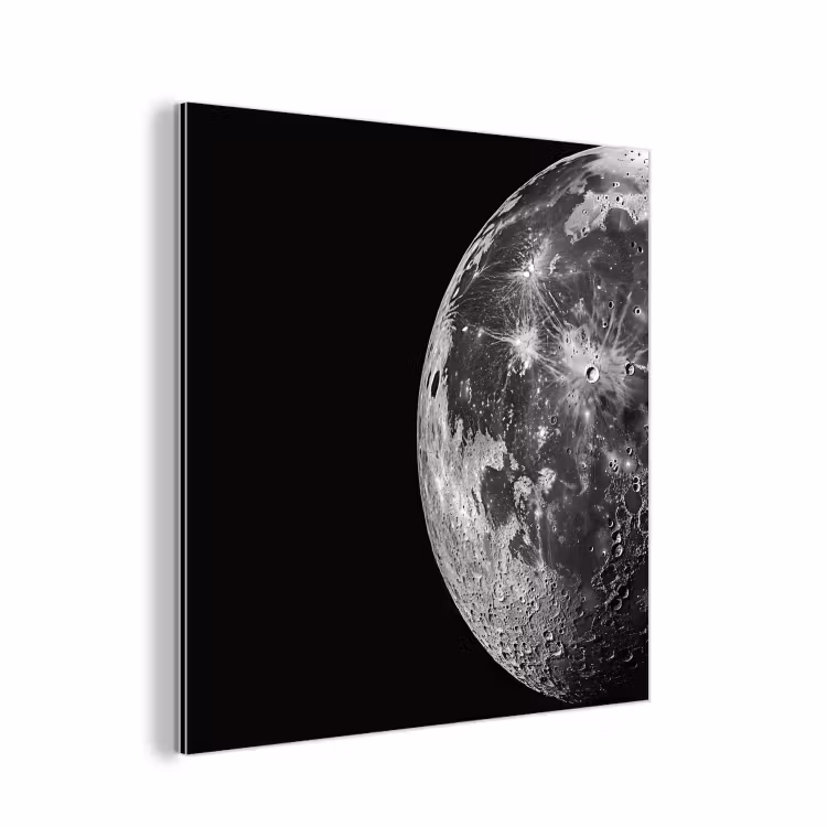 Aluminium schilderij - Close-up - Maan - Wit - Textuur — 1