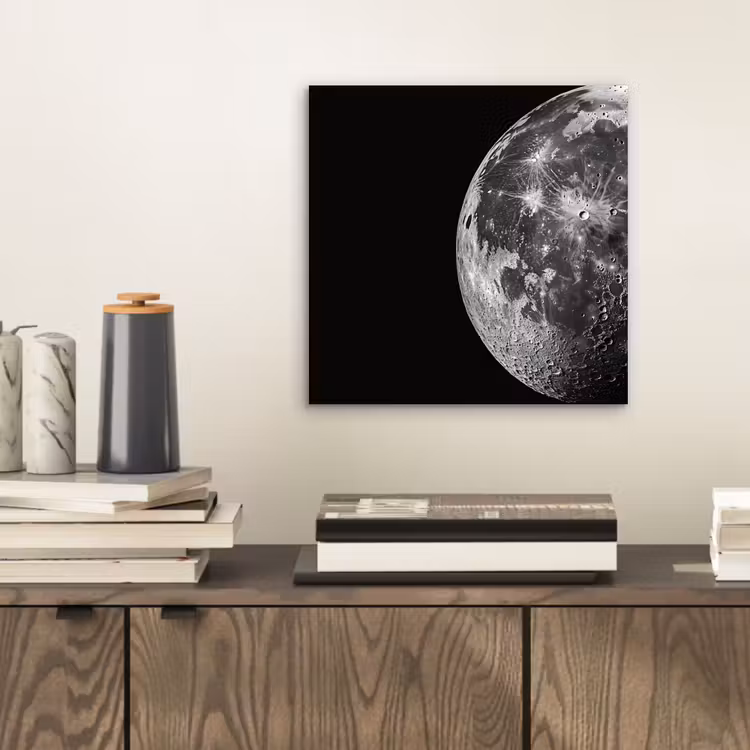 Aluminium schilderij - Close-up - Maan - Wit - Textuur — 2