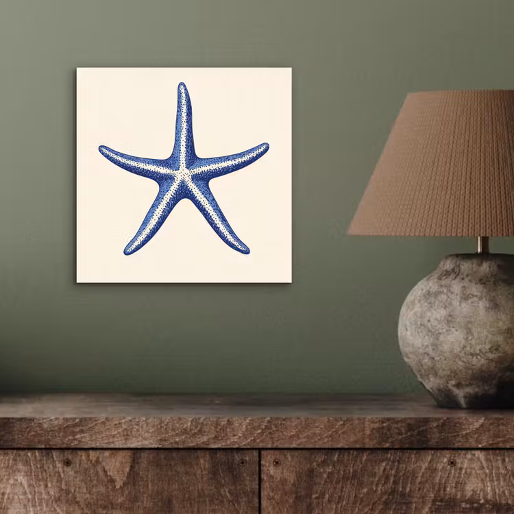 Aluminium schilderij - Blauwe zeester - Minimalistisch - Beige — 3