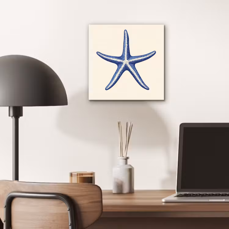 Aluminium schilderij - Blauwe zeester - Minimalistisch - Beige — 6