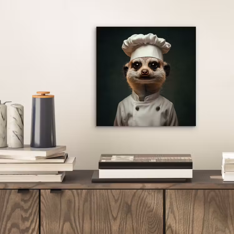 Aluminium schilderij - Dier - Kok - Stokstaartje — 2