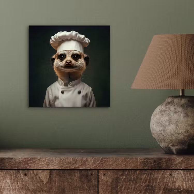 Aluminium schilderij - Dier - Kok - Stokstaartje — 3