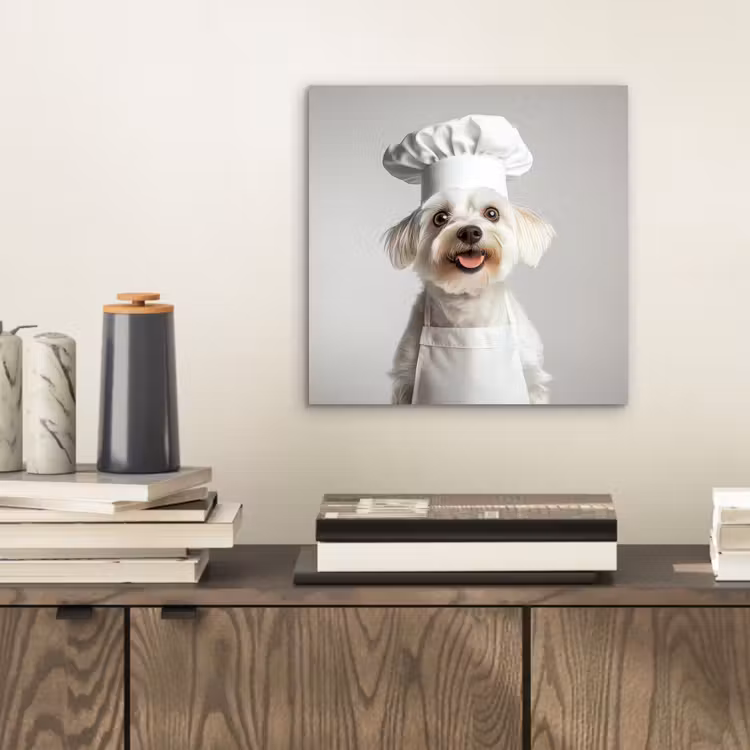 Aluminium schilderij - Hond - Wit - Kok — 2