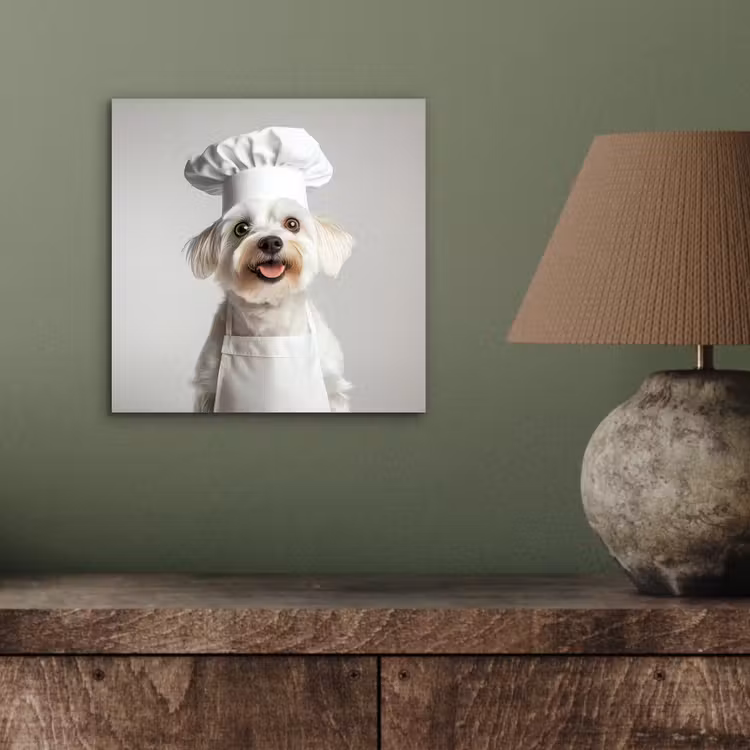 Aluminium schilderij - Hond - Wit - Kok — 3