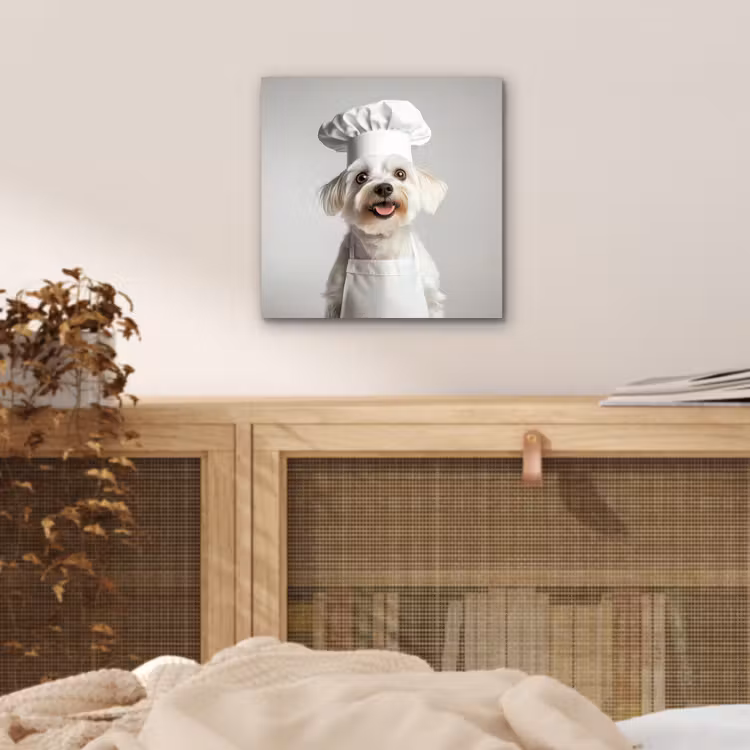 Aluminium schilderij - Hond - Wit - Kok — 4
