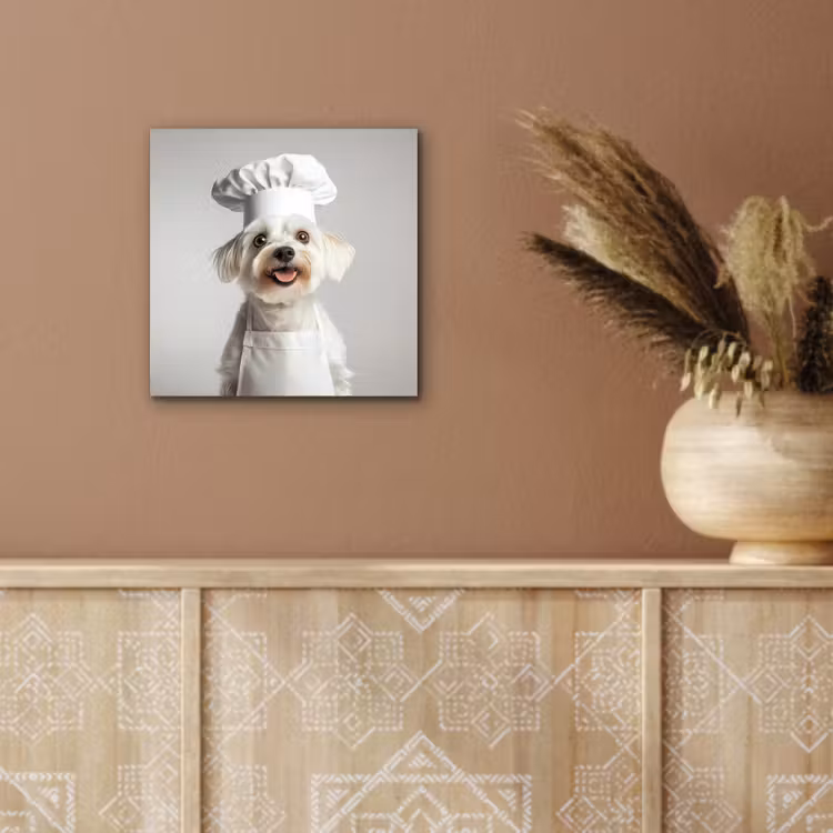 Aluminium schilderij - Hond - Wit - Kok — 5