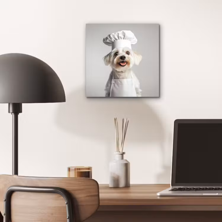 Aluminium schilderij - Hond - Wit - Kok — 6