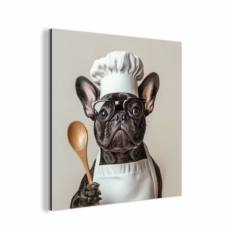 Aluminium schilderij - Bril - Hond - Kok — 1