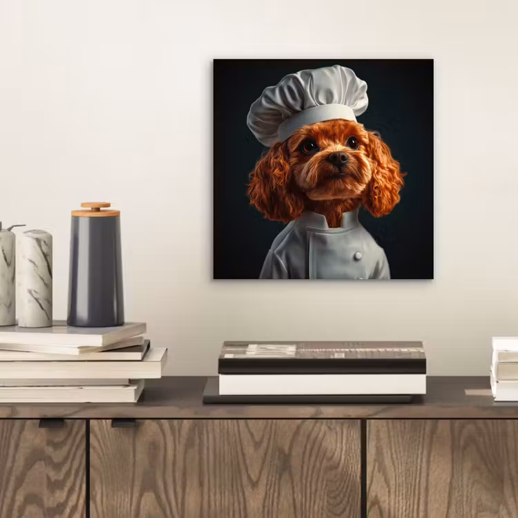 Aluminium schilderij - Bruin - Kok - Hondje — 2