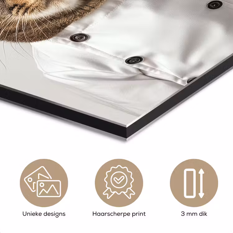 Aluminium schilderij - Kat - Hond - Kokskleding — 7