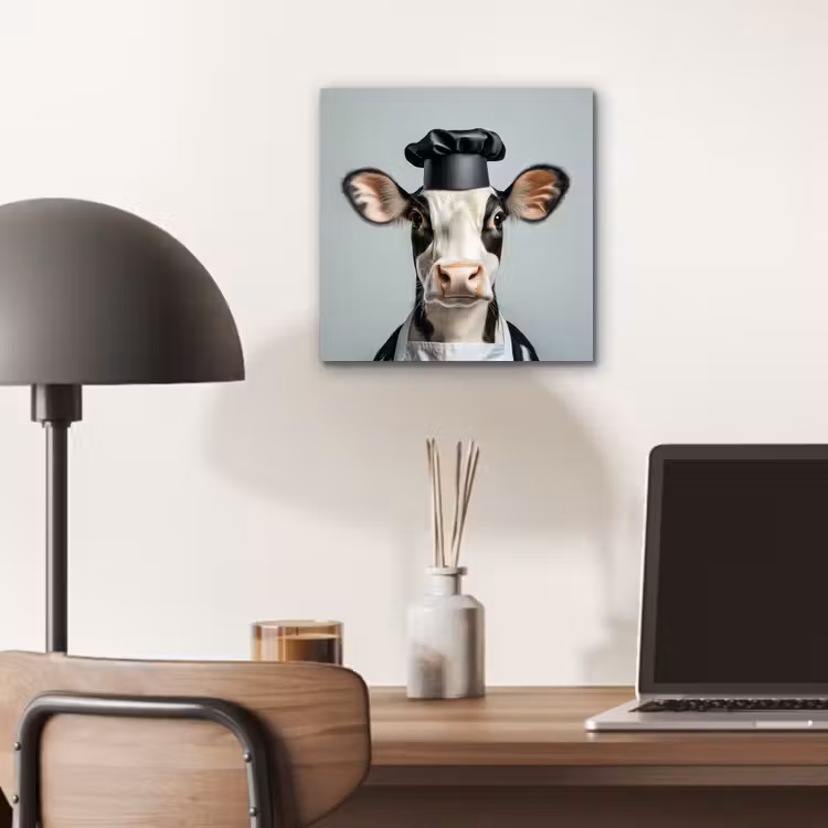 Aluminium schilderij - Koe - Zwart - Wit - Kok — 6