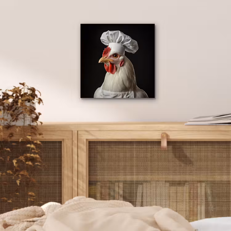 Aluminium schilderij - Kok - Rood - Kip — 4