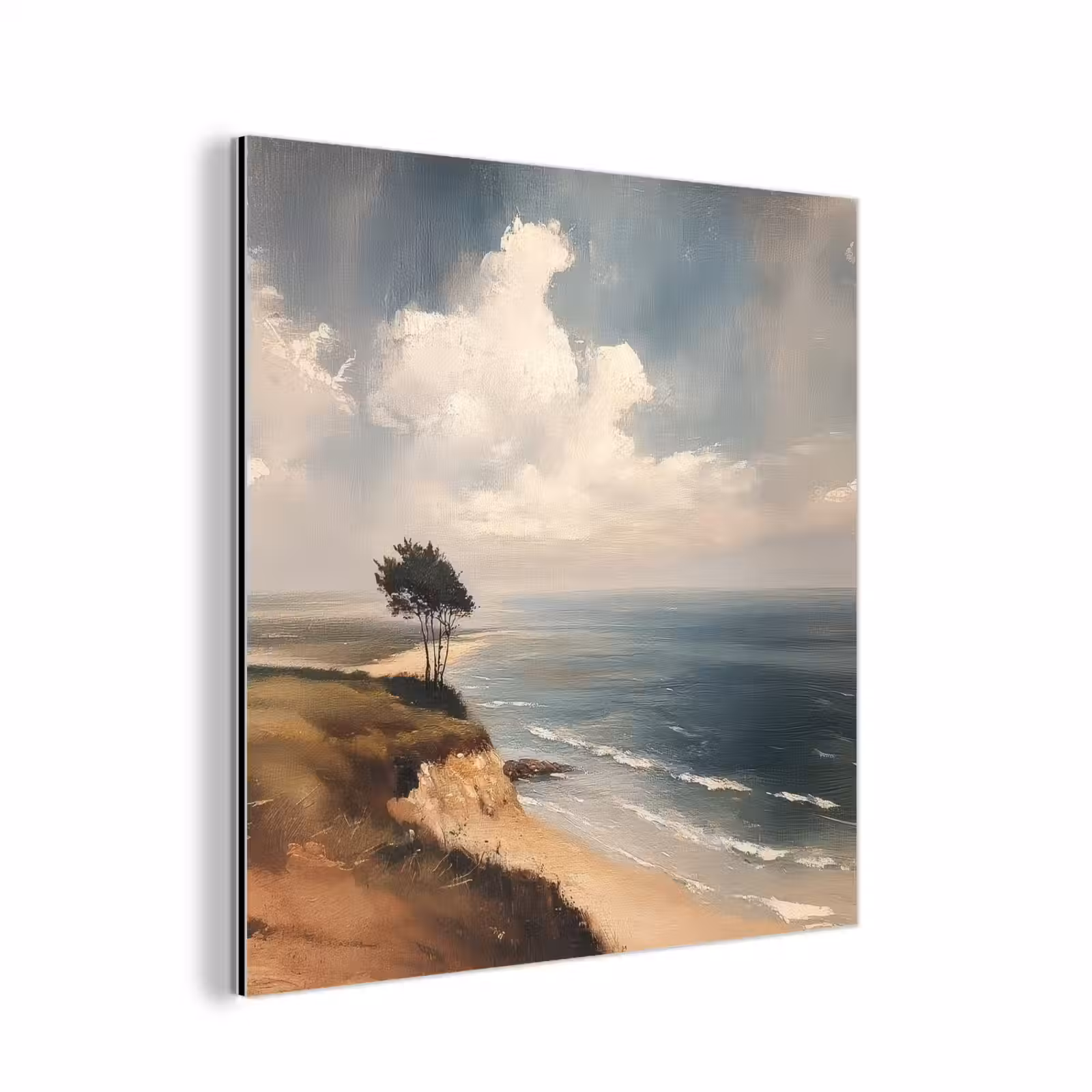 Aluminium schilderij - Klif - Zee - Boom — 1
