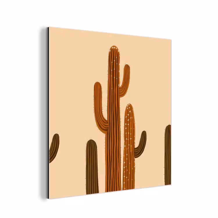 Aluminium schilderij - Cactus - Woestijn - Zand - Bruin — 1