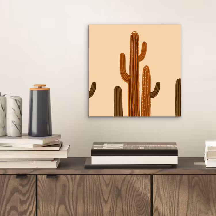 Aluminium schilderij - Cactus - Woestijn - Zand - Bruin — 2