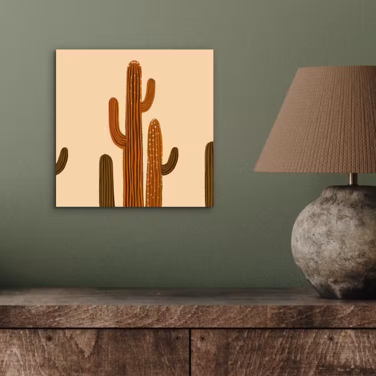 Aluminium schilderij - Cactus - Woestijn - Zand - Bruin — 3