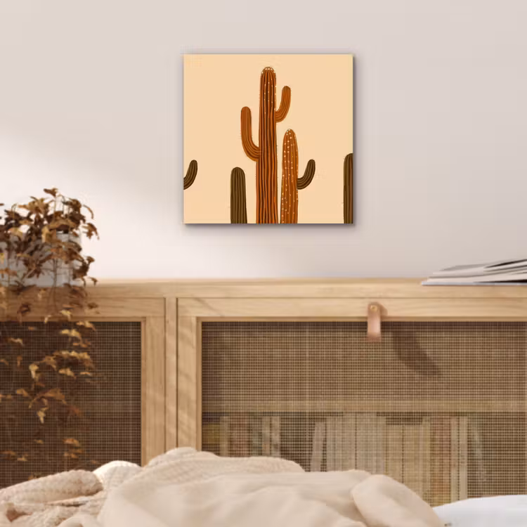 Aluminium schilderij - Cactus - Woestijn - Zand - Bruin — 4
