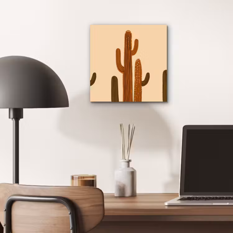 Aluminium schilderij - Cactus - Woestijn - Zand - Bruin — 6