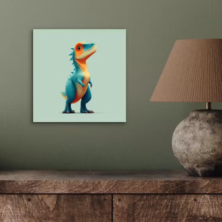 Aluminium schilderij - Cartoon - Dino - Oranje - Stekels — 3