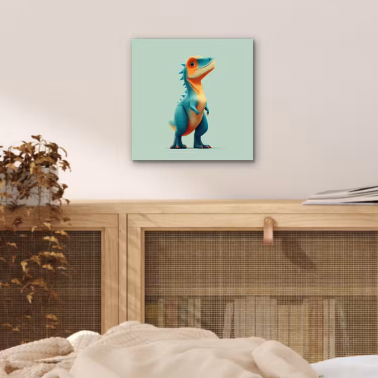 Aluminium schilderij - Cartoon - Dino - Oranje - Stekels — 4