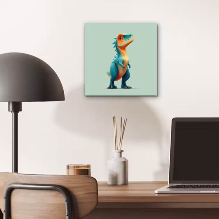 Aluminium schilderij - Cartoon - Dino - Oranje - Stekels — 6