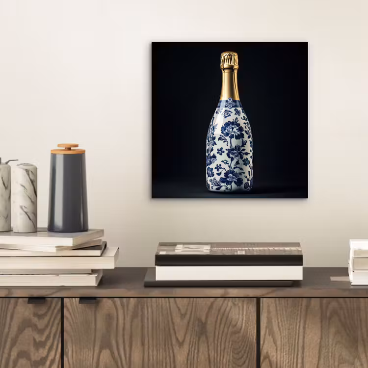 Aluminium schilderij - Champagne - Bloemen - Goud - Chique — 2