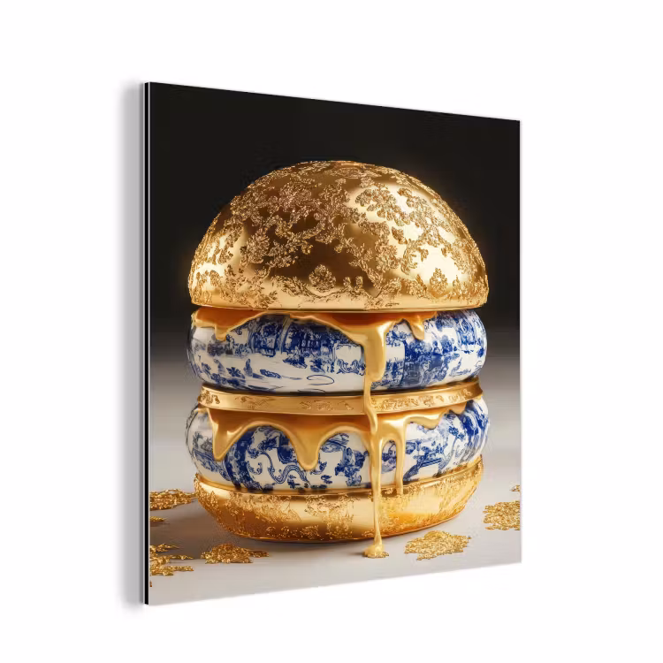 Aluminium schilderij - Delftsblauw - Goud - Burger — 1