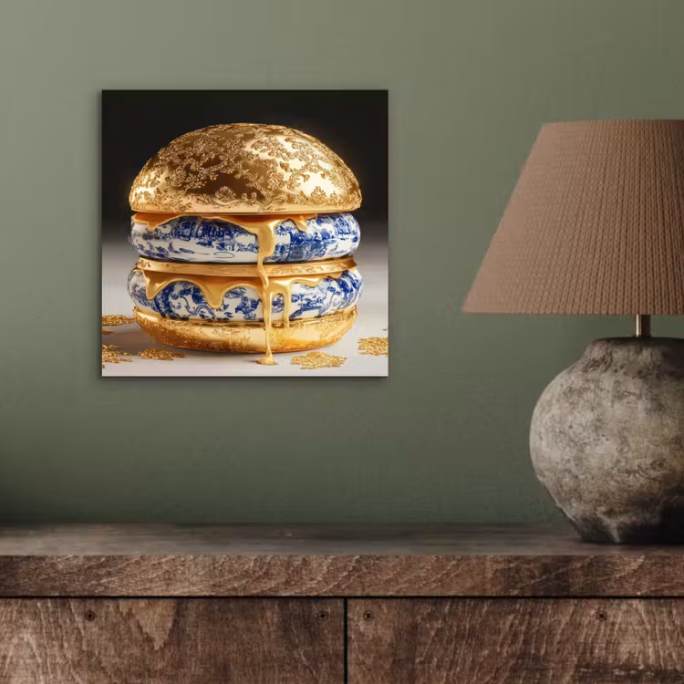 Aluminium schilderij - Delftsblauw - Goud - Burger — 3