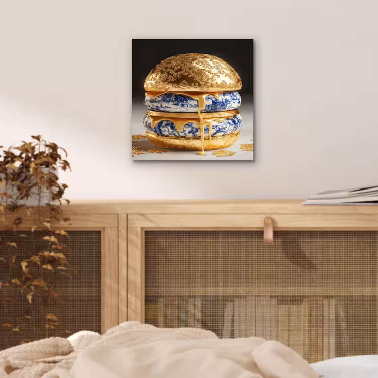 Aluminium schilderij - Delftsblauw - Goud - Burger — 4