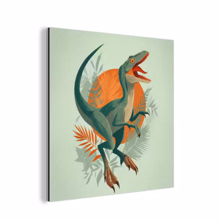 Aluminium schilderij - Dino - Bladeren - Grafisch - Groen — 1