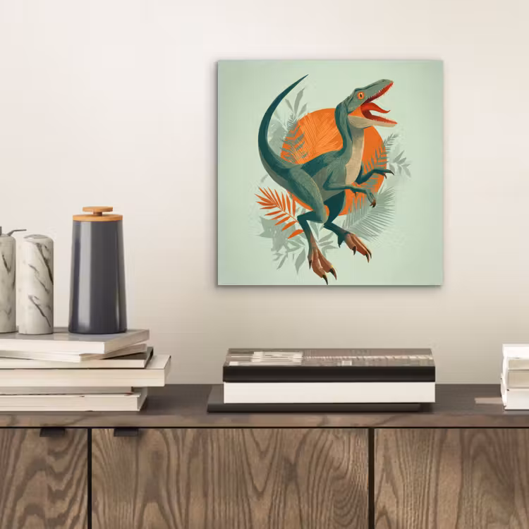 Aluminium schilderij - Dino - Bladeren - Grafisch - Groen — 2