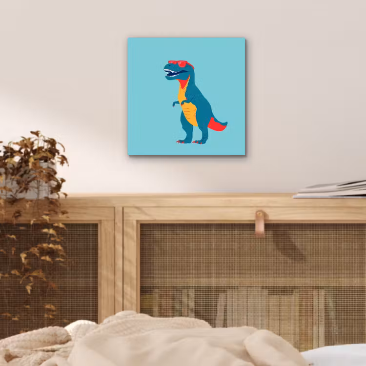 Aluminium schilderij - Dinosaurus - Blauw - Zonnebril — 4