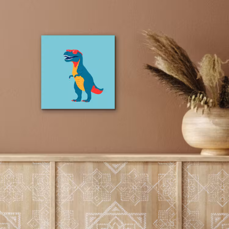 Aluminium schilderij - Dinosaurus - Blauw - Zonnebril — 5