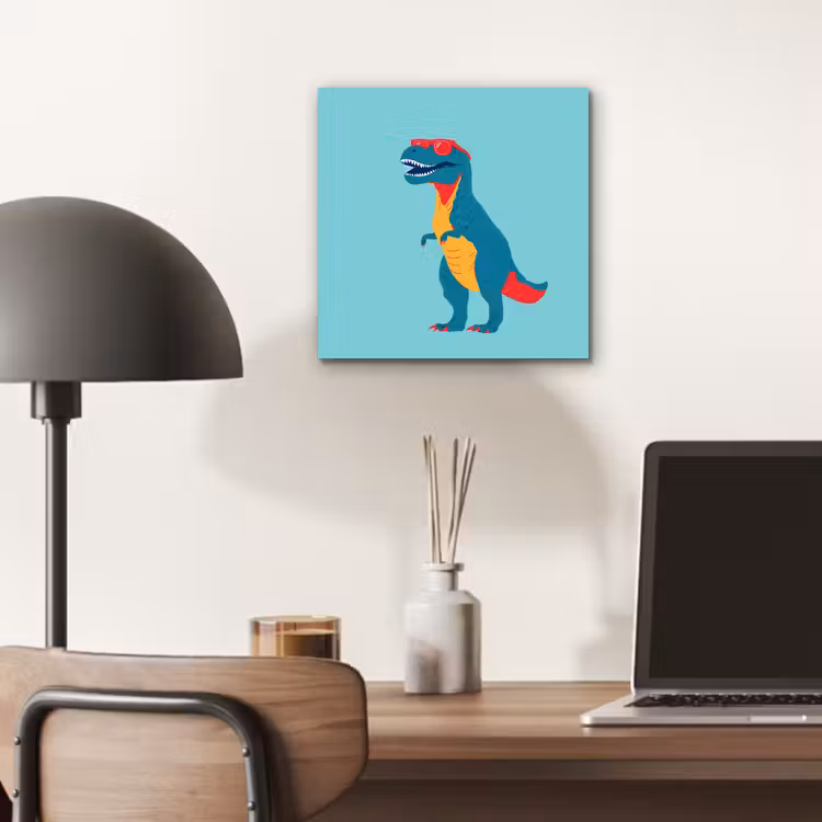 Aluminium schilderij - Dinosaurus - Blauw - Zonnebril — 6