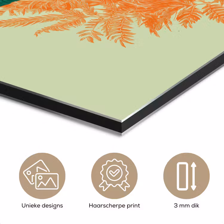 Aluminium schilderij - Dinosaurus - Groen - Planten - Cirkel — 7