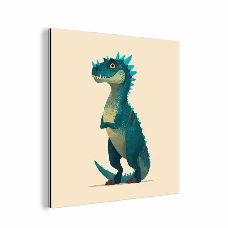 Aluminium schilderij - Dinosaurus - Turquoise - Stekels — 1