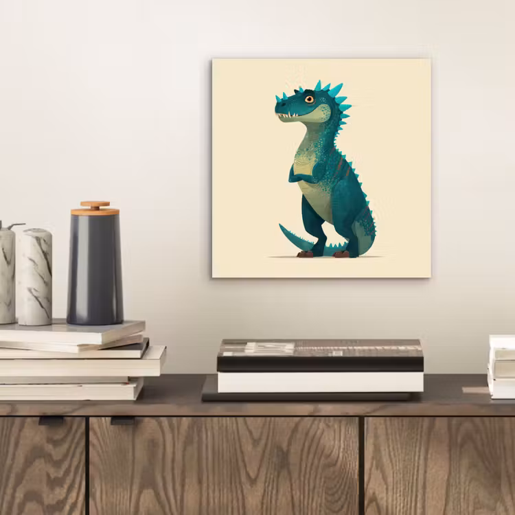 Aluminium schilderij - Dinosaurus - Turquoise - Stekels — 2