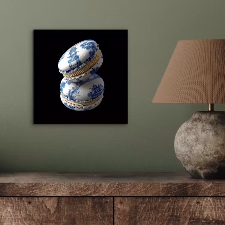 Aluminium schilderij - Eten - Macarons - Delfts blauw - Koekjes — 3