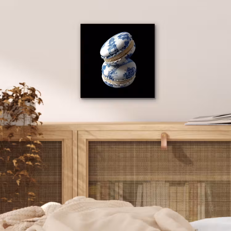 Aluminium schilderij - Eten - Macarons - Delfts blauw - Koekjes — 4